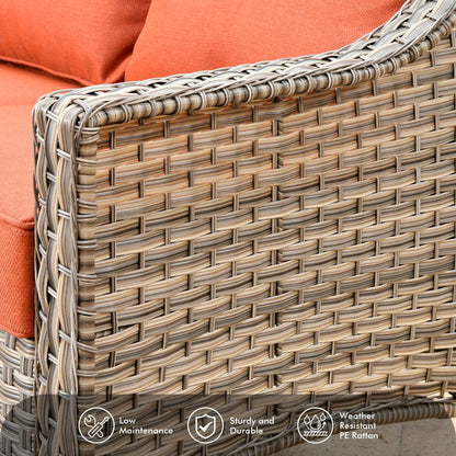 Ensemble de 5 chaises pivotantes d'extérieur en osier OVIOS avec table à énergie solaire