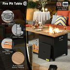 Ensemble de conversation en osier 5 pièces OVIOS avec table à feu