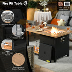 Ensemble de conversation en osier 5 pièces OVIOS avec table à feu