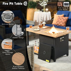 Ensemble de conversation en osier 5 pièces OVIOS avec table à feu