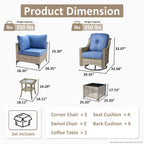 Ensemble de 6 chaises pivotantes d'extérieur en osier OVIOS avec table basse à énergie solaire