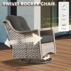 Ensemble de 6 chaises pivotantes d'extérieur en osier OVIOS avec table basse à énergie solaire