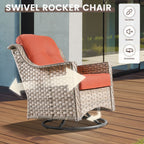 Ensemble de 6 chaises pivotantes d'extérieur en osier OVIOS avec table basse à énergie solaire