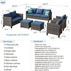 Ensemble de 6 pièces de meubles de patio en osier OVIOS avec causeuse et conversation