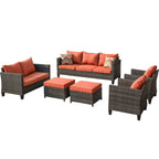 Ensemble de 6 pièces de meubles de patio en osier OVIOS avec causeuse et conversation