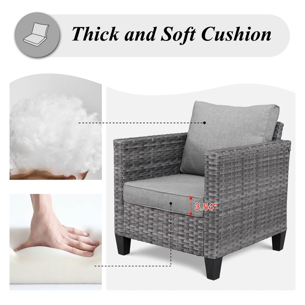 Ensemble de conversation extérieur en osier OVIOS 6 pièces avec foyer de 30
