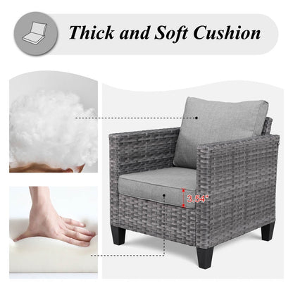 Ensemble de conversation extérieur en osier OVIOS 6 pièces avec foyer de 30