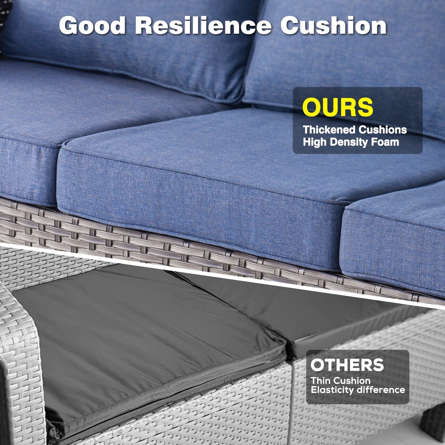 Ensemble de conversation en osier OVIOS 6 pièces avec chaises pivotantes