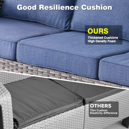 Ensemble de conversation en osier OVIOS 6 pièces avec chaises pivotantes