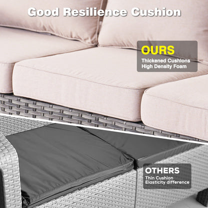Ensemble de conversation en osier OVIOS 6 pièces avec chaises pivotantes