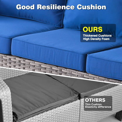 Ensemble de conversation en osier OVIOS 6 pièces avec chaises pivotantes
