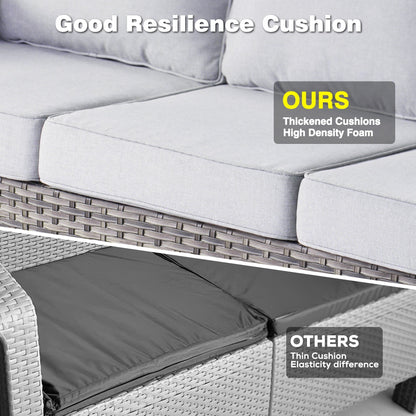 Ensemble de conversation en osier OVIOS 6 pièces avec chaises pivotantes