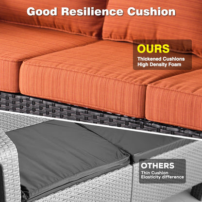 Ensemble de conversation en osier OVIOS 6 pièces avec chaises pivotantes