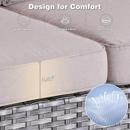 Ensemble de conversation en osier OVIOS 6 pièces avec chaises pivotantes