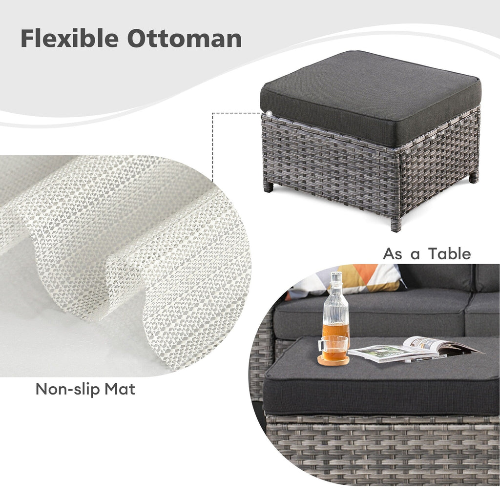 Ensemble de 6 pièces de meubles de patio en osier OVIOS avec causeuse et conversation