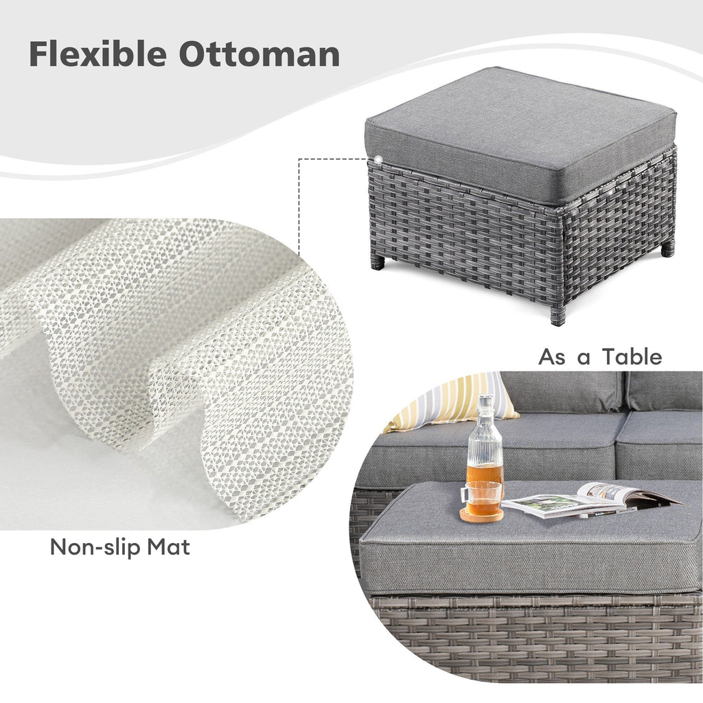 Ensemble de 6 pièces de meubles de patio en osier OVIOS avec causeuse et conversation