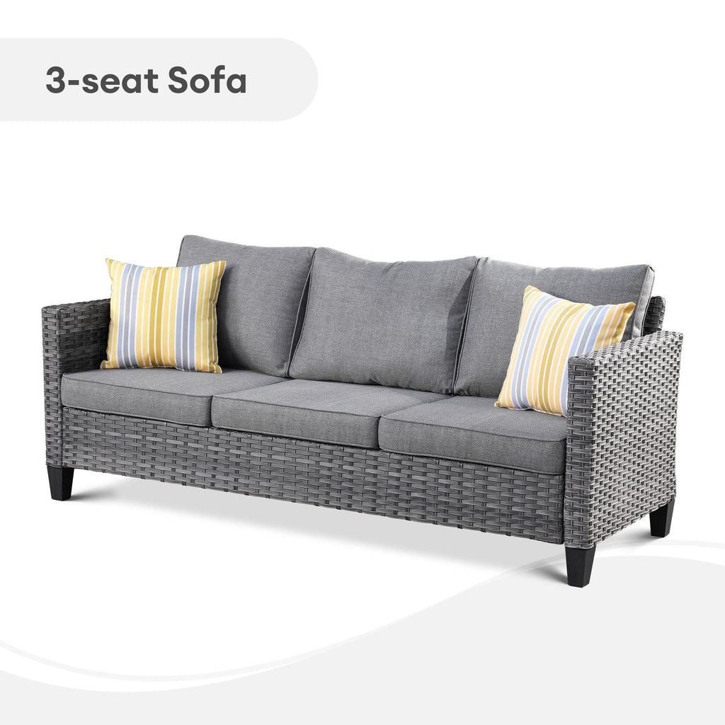 Ensemble de 6 pièces de meubles de patio en osier OVIOS avec causeuse et conversation
