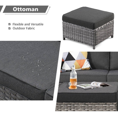 Ensemble de canapés de patio OVIOS 6 pièces en osier avec chaises berçantes pivotantes