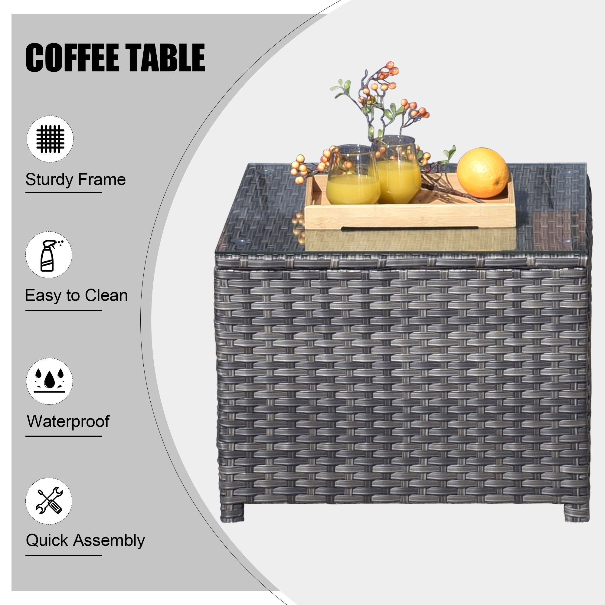 Ensemble de meubles de patio OVIOS 7 pièces en osier avec chaises pivotantes à bascule