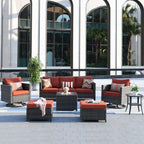 Ensemble de meubles de patio OVIOS 7 pièces en osier avec chaises pivotantes à bascule