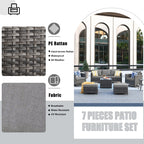 Ensemble de meubles de patio OVIOS 7 pièces en osier avec chaises pivotantes à bascule