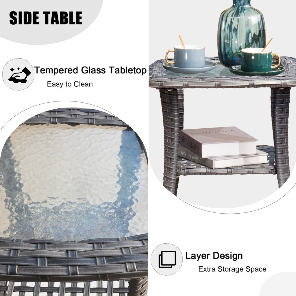 Ensemble de meubles de patio OVIOS 7 pièces en osier avec chaises pivotantes à bascule