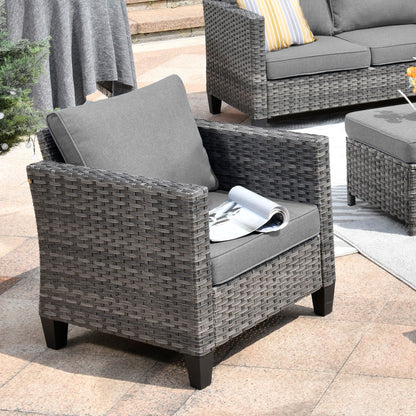 Ensemble de conversation extérieur en osier OVIOS 7 pièces pour patio