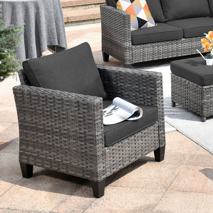 Ensemble de conversation extérieur en osier OVIOS 7 pièces pour patio