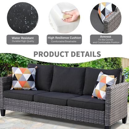 Ensemble de conversation extérieur en osier OVIOS 7 pièces pour patio
