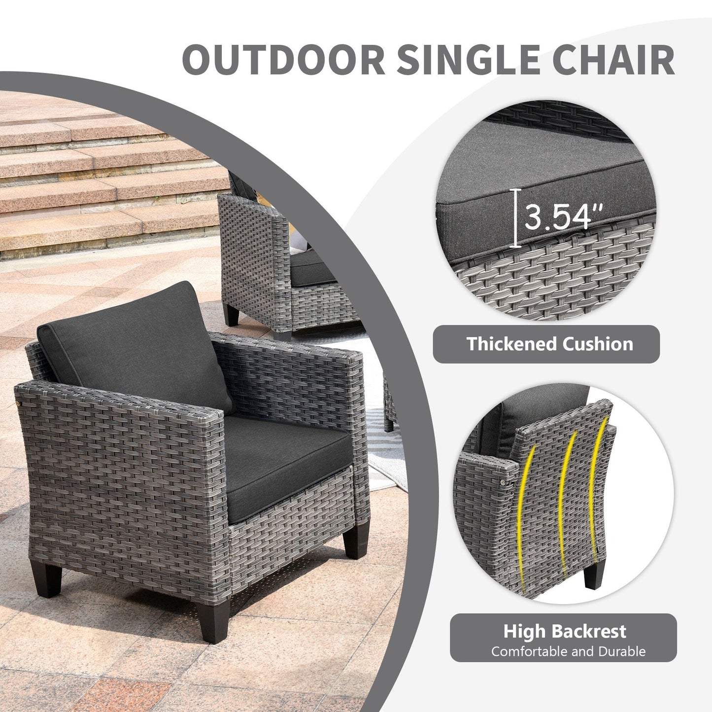 Ensemble de conversation extérieur en osier OVIOS 7 pièces pour patio