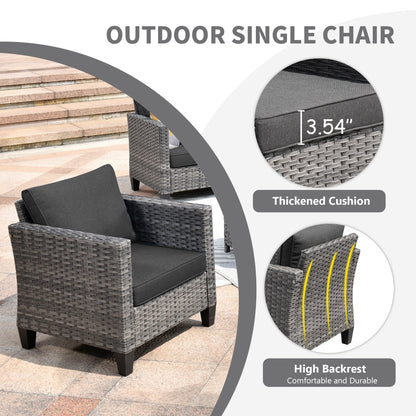 Ensemble de conversation extérieur en osier OVIOS 7 pièces pour patio