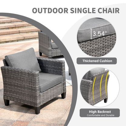 Ensemble de conversation extérieur en osier OVIOS 7 pièces pour patio