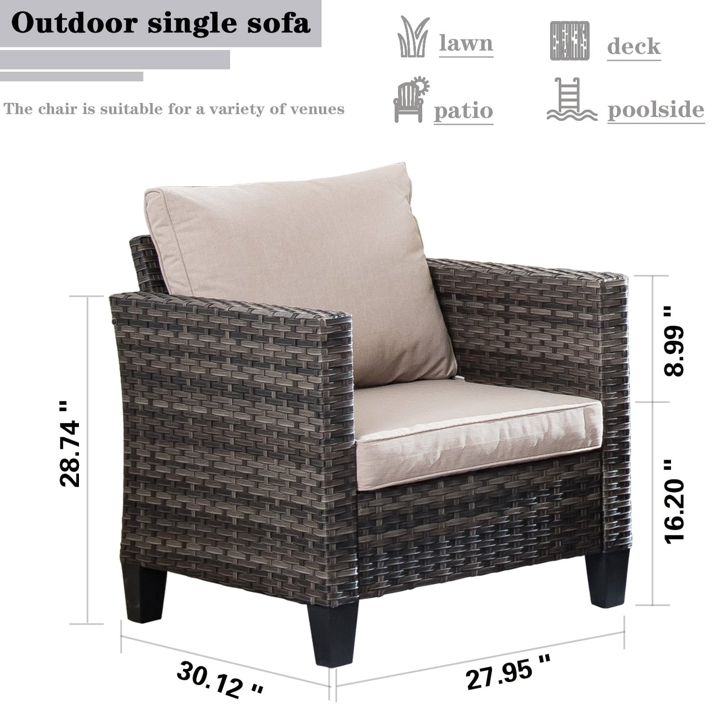 Ensemble de conversation extérieur en osier OVIOS 7 pièces pour patio