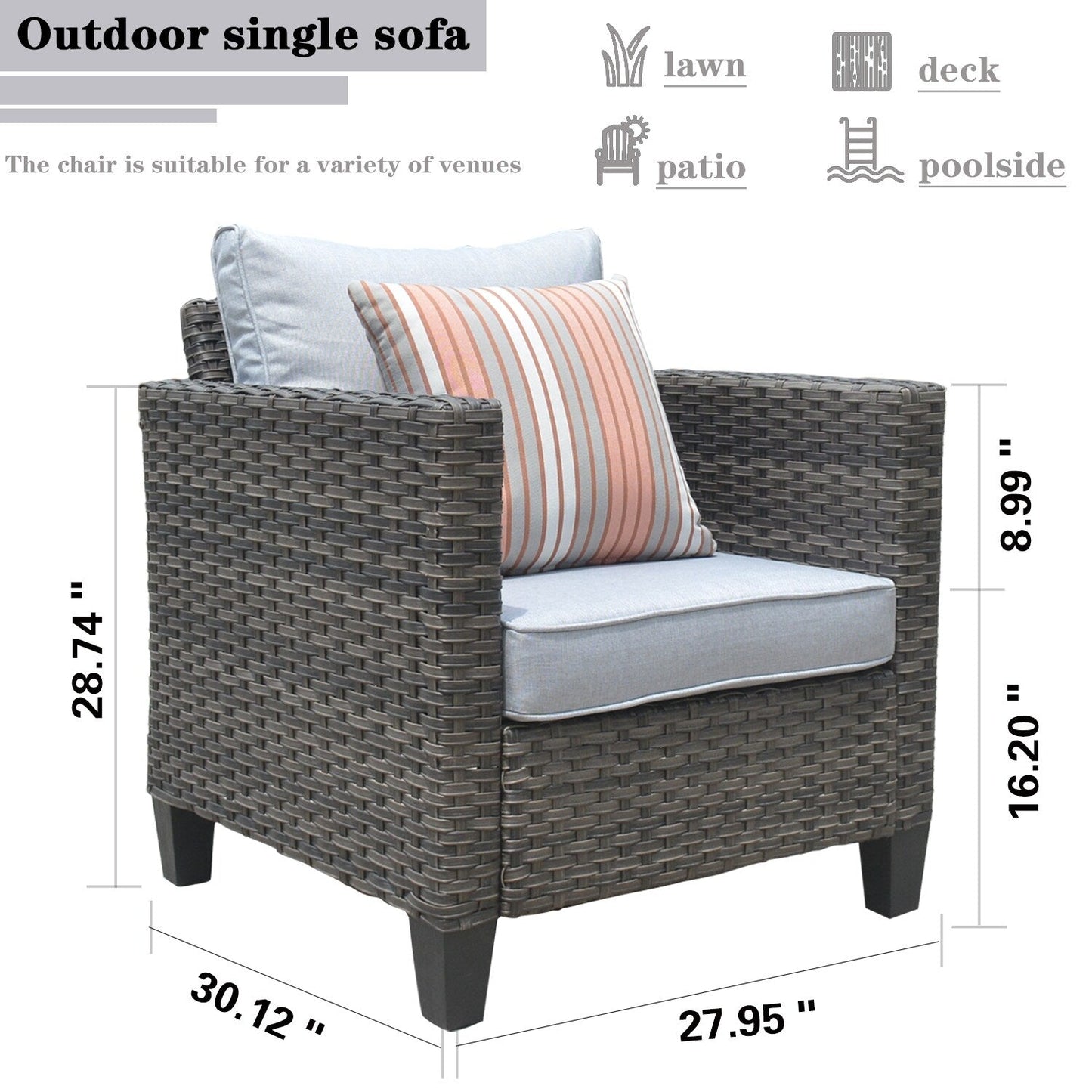 Ensemble de conversation extérieur en osier OVIOS 7 pièces pour patio