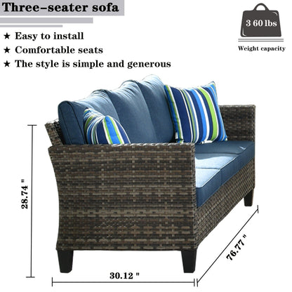 Ensemble de conversation extérieur en osier OVIOS 7 pièces pour patio