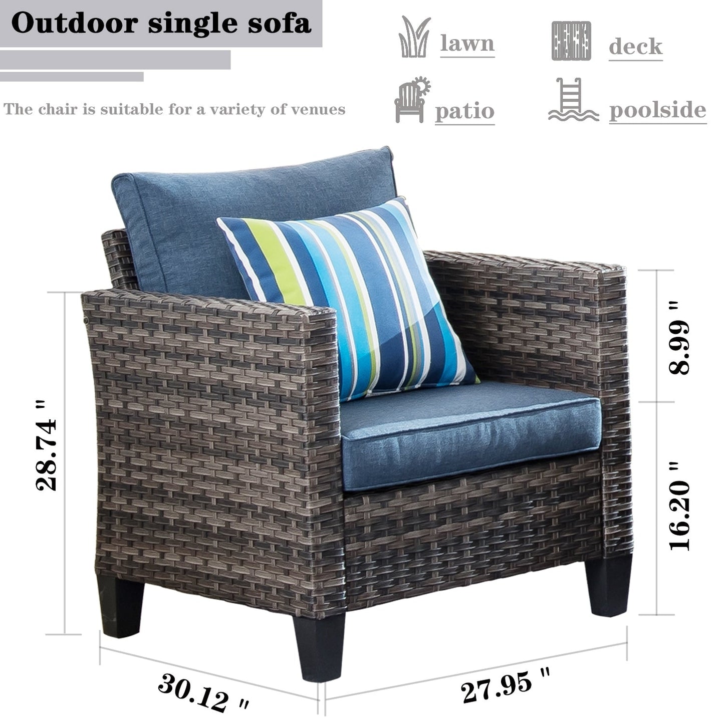 Ensemble de conversation extérieur en osier OVIOS 7 pièces pour patio