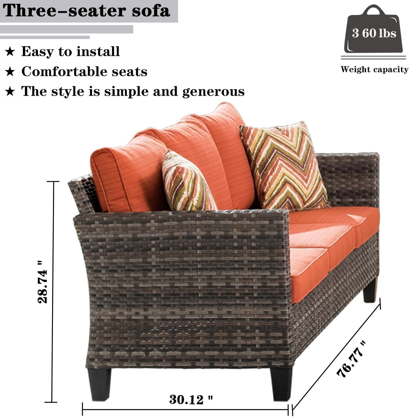 Ensemble de conversation extérieur en osier OVIOS 7 pièces pour patio