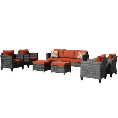 Ensemble de conversation extérieur en osier OVIOS 7 pièces pour patio