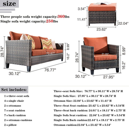Ensemble de conversation extérieur en osier OVIOS 7 pièces pour patio