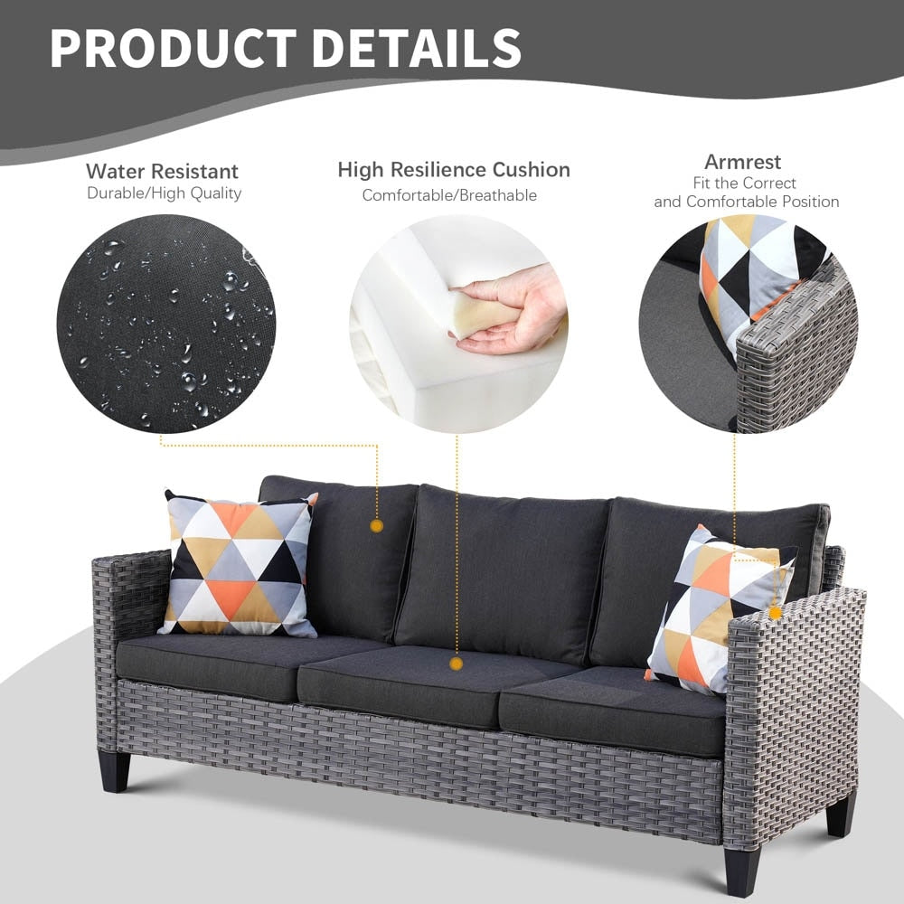 Ensemble de meubles de patio OVIOS 8 pièces en osier avec chaises pivotantes