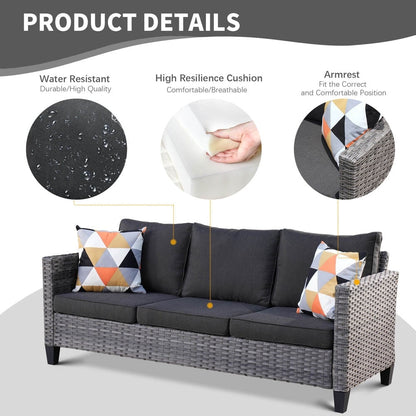 Ensemble de meubles de patio OVIOS 8 pièces en osier avec chaises pivotantes
