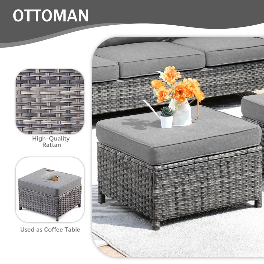 Ensemble de meubles de patio OVIOS 8 pièces en osier avec chaises pivotantes