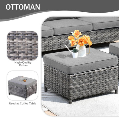 Ensemble de meubles de patio OVIOS 8 pièces en osier avec chaises pivotantes
