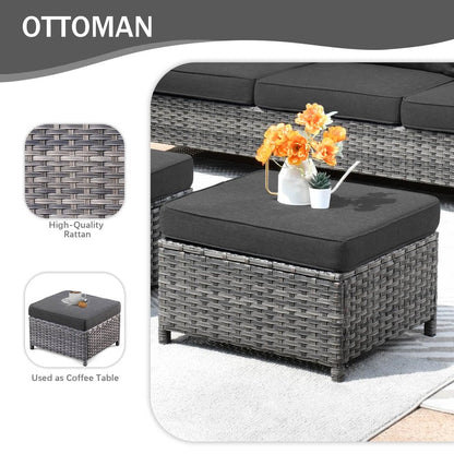 Ensemble de meubles de patio OVIOS 8 pièces en osier avec chaises pivotantes