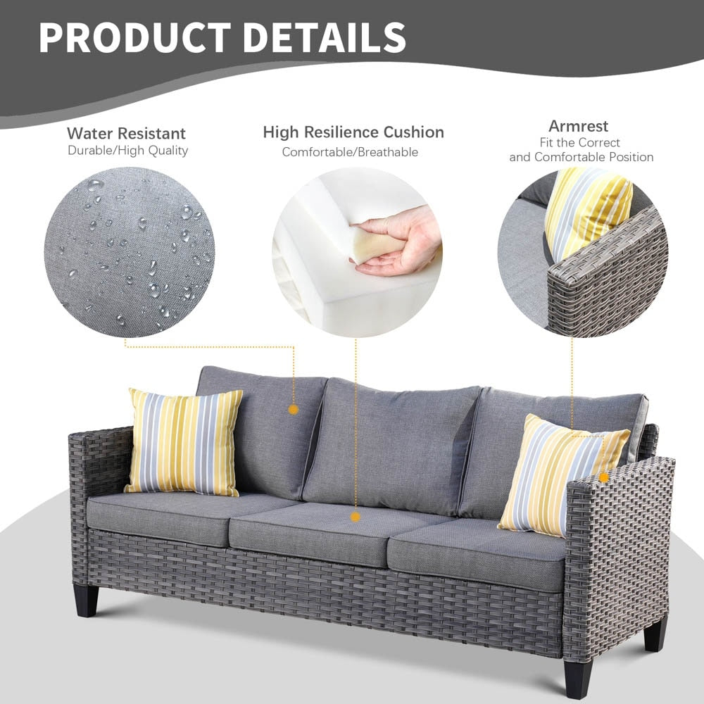 Ensemble de meubles de patio OVIOS 8 pièces en osier avec chaises pivotantes