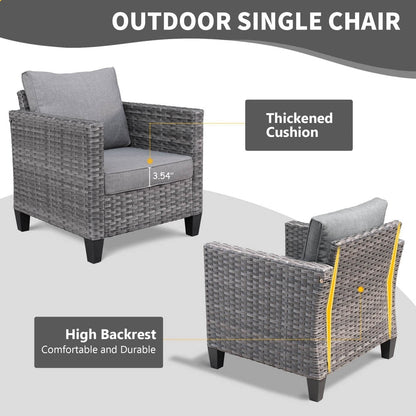 Ensemble de meubles de patio OVIOS 8 pièces en osier avec chaises pivotantes