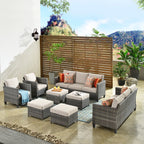Ensemble de meubles de jardin sectionnels à dossier haut en osier OVIOS 8 pièces