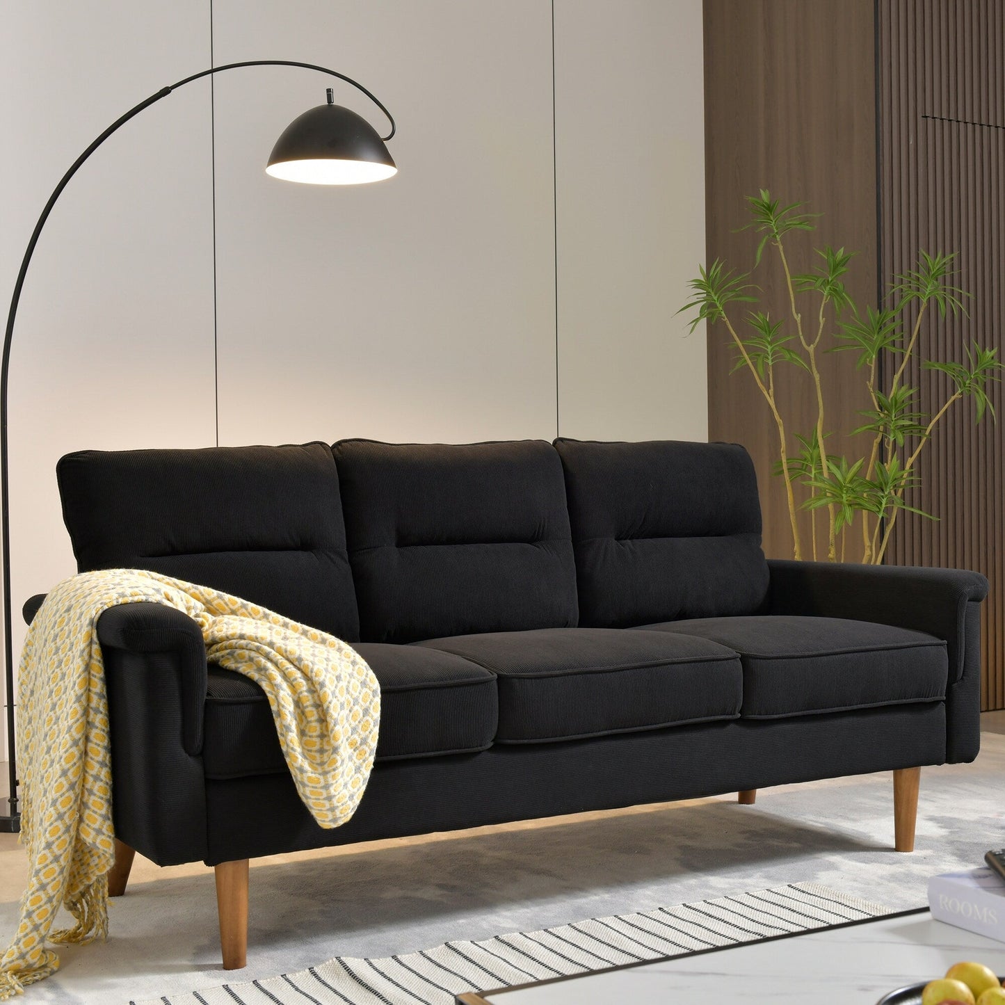 Canapé d'intérieur OVIOS avec coussin moelleux et pieds en bois
