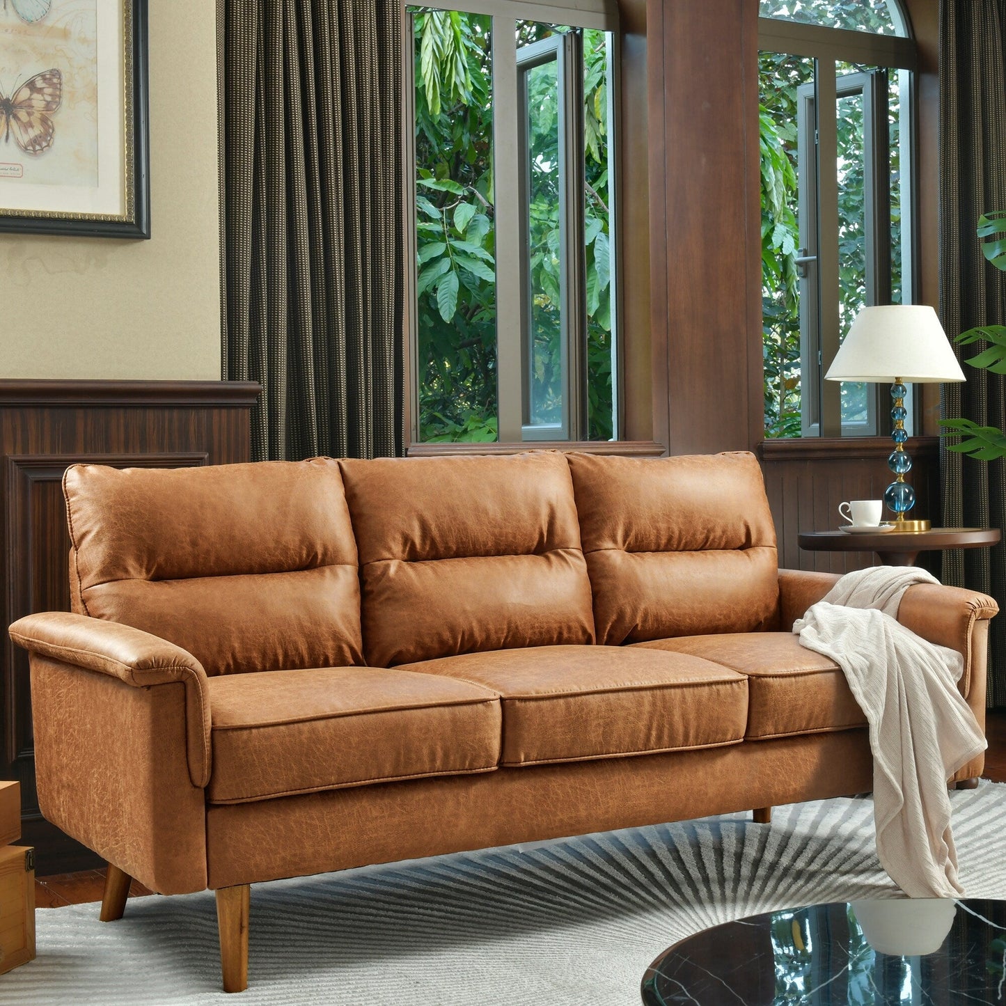 Canapé d'intérieur OVIOS avec coussin moelleux et pieds en bois