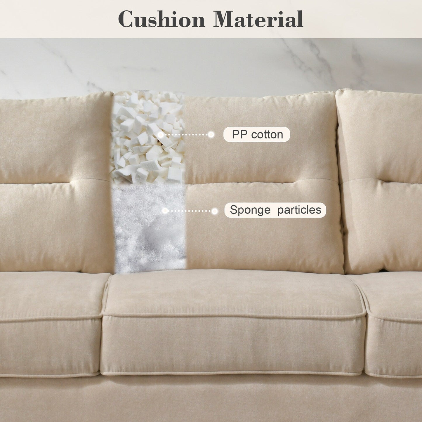 Canapé d'intérieur OVIOS avec coussin moelleux et pieds en bois